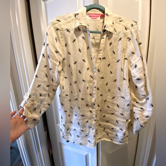 Isaac Mizrahi Linen  Cream Blouse - Picture 1 of 4